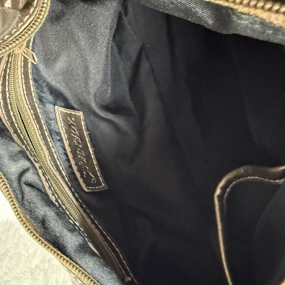 Vtg Bronze Mini Bag Purse Y2K 2000s Buckle Detail Shoulder Strap Metallic Hobo - Picture 5 of 5